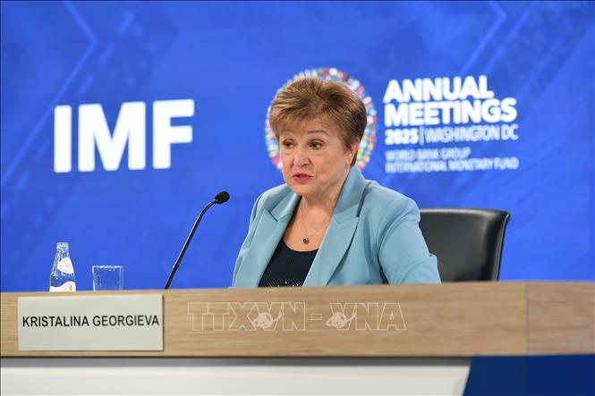 (Tư liệu) Tổng Giám đốc IMF Kristalina Georgieva phát biểu tại Washington, D.C., Mỹ. Ảnh: THX/TTXVN phát