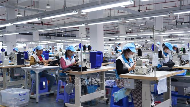 Hoạt động sản xuất tại Công ty Trách nhiệm hữu hạn Công nghệ TENFY (Việt Nam) có vốn đầu tư nước ngoài tại Khu công nghiệp TMTC, xã Bến Cầu, tỉnh Tây Ninh. Ảnh: Minh Phú - TTXVN