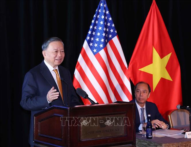 Tổng Bí thư, Chủ tịch nước Tô Lâm phát biểu tại buổi gặp gỡ chuyên gia, trí thức người Việt Nam tại Hoa Kỳ. Ảnh: Thống Nhất – TTXVN