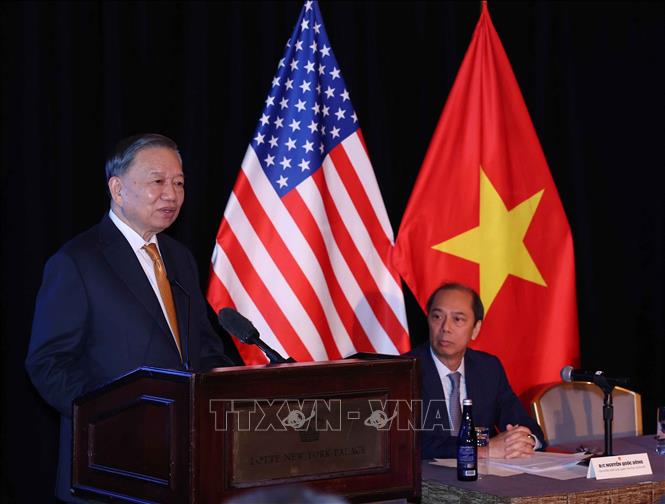 Tổng Bí thư, Chủ tịch nước Tô Lâm phát biểu tại buổi gặp gỡ chuyên gia, trí thức người Việt Nam tại Hoa Kỳ. Ảnh: Thống Nhất – TTXVN