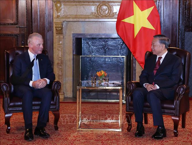 Tổng Bí thư, Chủ tịch nước Tô Lâm tiếp ông Brendan Nelson, Chủ tịch Boeing Global, Phó Chủ tịch cấp cao Tập đoàn Boeing. Ảnh: Thống Nhất – TTXVN