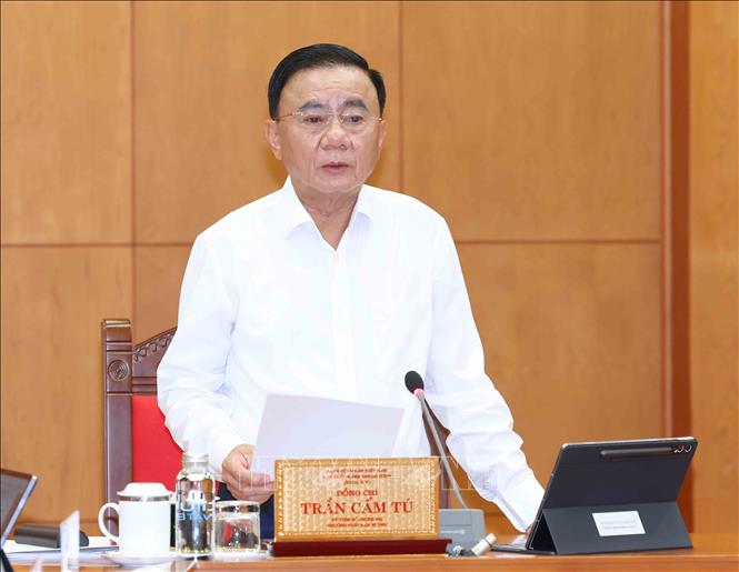 Thường trực Ban Bí thư Trần Cẩm Tú phát biểu chỉ đạo. Ảnh: Phương Hoa - TTXVN