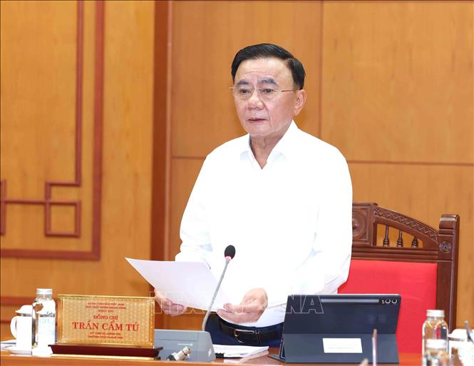 Thường trực Ban Bí thư Trần Cẩm Tú phát biểu chỉ đạo. Ảnh: Phương Hoa - TTXVN