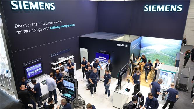 Gian hàng triển lãm của Siemens. Ảnh: Thu Hằng - PV TTXVN tại Đức