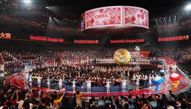 Quang cảnh lễ khai mạc Kỳ thi Kỹ năng nghề thế giới (WorldSkills) 2026 ở Thượng Hải, Trung Quốc ngày 22/9/2026. Ảnh: THX/TTXVN phát