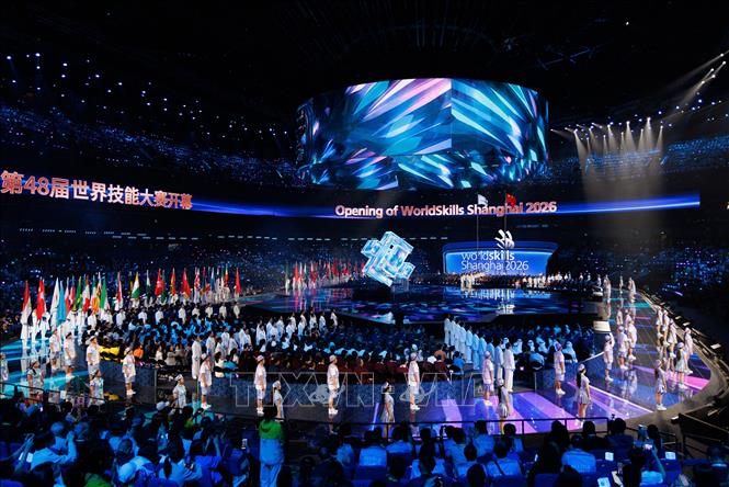 Quang cảnh lễ khai mạc Kỳ thi Kỹ năng nghề thế giới (WorldSkills) 2026 ở Thượng Hải, Trung Quốc ngày 22/9/2026. Ảnh: THX/TTXVN phát