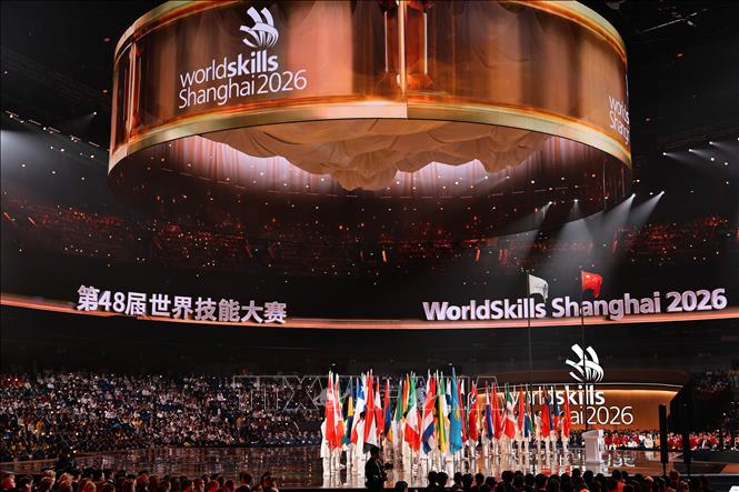 Quang cảnh lễ khai mạc Kỳ thi Kỹ năng nghề thế giới (WorldSkills) 2026 ở Thượng Hải, Trung Quốc ngày 22/9/2026. Ảnh: THX/TTXVN phát