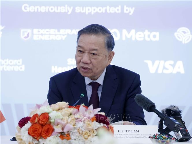 Tổng Bí thư, Chủ tịch nước Tô Lâm phát biểu tại Toạ đàm bàn tròn cấp cao với lãnh đạo các doanh nghiệp lớn của Hoa Kỳ. Ảnh: Thống Nhất – TTXVN