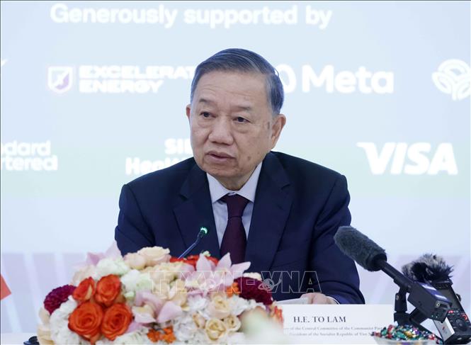 Tổng Bí thư, Chủ tịch nước Tô Lâm phát biểu tại Toạ đàm bàn tròn cấp cao với lãnh đạo các doanh nghiệp lớn của Hoa Kỳ. Ảnh: Thống Nhất – TTXVN