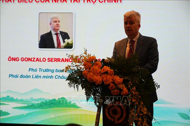 Đại diện Phái đoàn Liên minh Châu Âu (EU) tại Việt Nam phát biểu tại Hội thảo. Anh Dũng – TTXVN