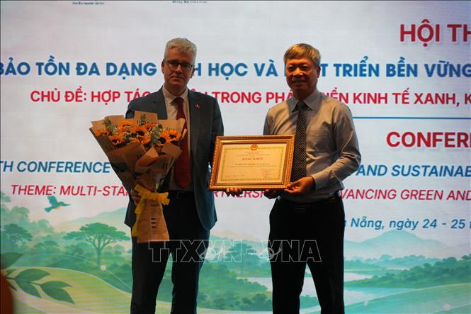 UBND thành phố Đà Nẵng trao tặng Bằng khen cho Phái đoàn EU tại Việt Nam. Ảnh: Anh Dũng – TTXVN