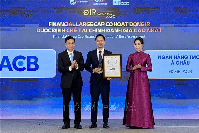 Doanh nghiệp Financial Large Cap được vinh danh có hoạt động IR được định chế tài chính đánh giá cao tại IR Awards 2026. Ảnh: Mỹ Phương – TTXVN 