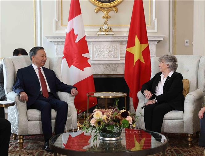 Tổng Bí thư, Chủ tịch nước Tô Lâm hội kiến với Toàn quyền Canada Louise Arbou. Ảnh: Thống Nhất – TTXVN
