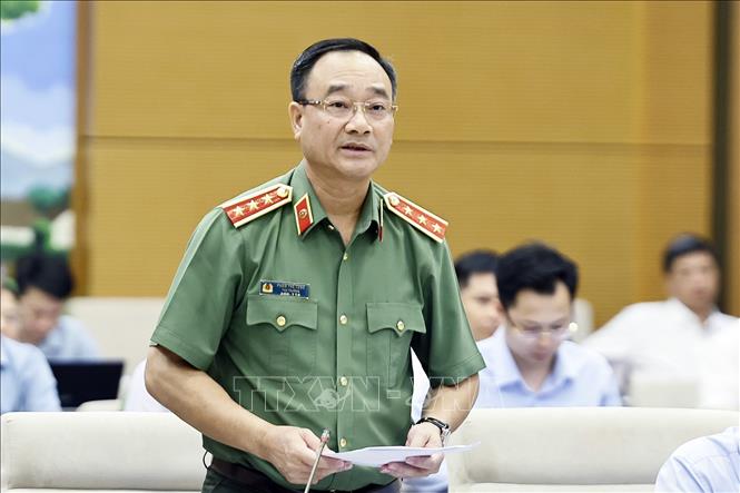 Thượng tướng Phạm Thế Tùng, Thứ trưởng Bộ Công an phát biểu. Ảnh: Doãn Tấn - TTXVN