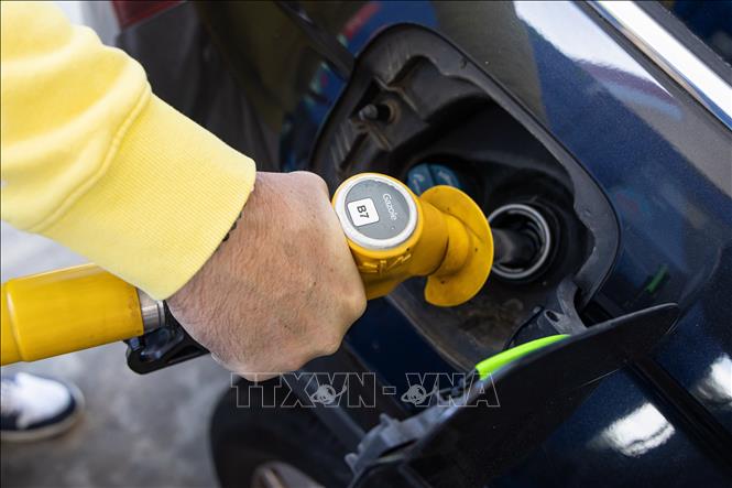 Bơm xăng cho phương tiện tại một trạm xăng ở Villeneuve-d'Ascq, Pháp. Ảnh: THX/TTXVN phát
