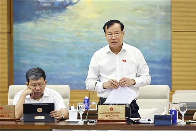 Chủ nhiệm Ủy ban Quốc phòng, An ninh và Đối ngoại của Quốc hội Lê Tấn Tới phát biểu. Ảnh: Doãn Tấn - TTXVN