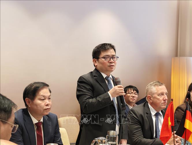 Thứ trưởng Bộ Công thương Trương Thanh Hoài phát biểu khai mạc tọa đàm. Ảnh: Thuỳ Linh - PV TTXVN tại Đức