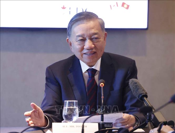 Tổng Bí thư, Chủ tịch nước Tô Lâm phát biểu tại Toạ đàm cấp cao doanh nghiệp Việt Nam - Canada. Ảnh: Thống Nhất – TTXVN