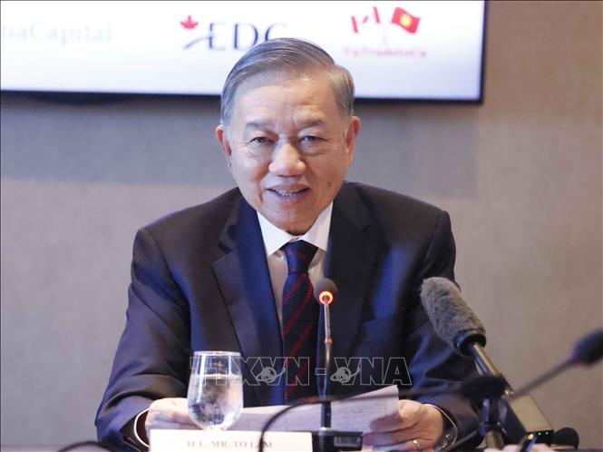 Tổng Bí thư, Chủ tịch nước Tô Lâm phát biểu tại Toạ đàm cấp cao doanh nghiệp Việt Nam - Canada. Ảnh: Thống Nhất – TTXVN
