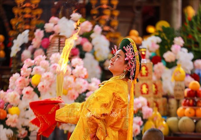 Tín ngưỡng thờ Mẫu Tam phủ của người Việt được UNESCO ghi danh vào Danh sách Di sản văn hóa phi vật thể đại diện của nhân loại. Ảnh: Khánh Hoà - TTXVN