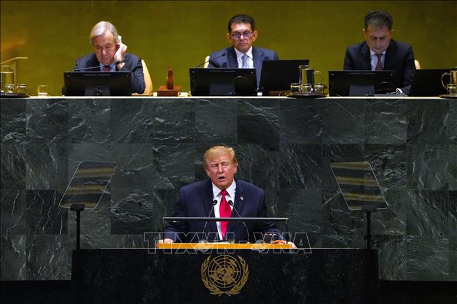 Tổng thống Mỹ Donald Trump phát biểu tại Phiên thảo luận cấp cao của Đại hội đồng LHQ khoá 81 tại New York, Mỹ ngày 22/9/2026. Ảnh: THX/TTXVN phát