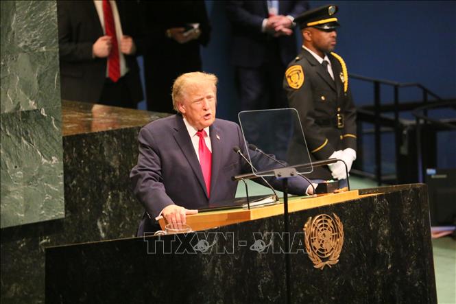 Tổng thống Mỹ Donald Trump phát biểu tại Phiên thảo luận cấp cao của Đại hội đồng LHQ khoá 81 tại New York, Mỹ ngày 22/9/2026. Ảnh: THX/TTXVN phát
