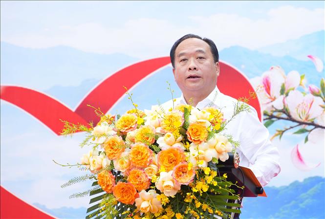 Phó Chủ tịch UBND tỉnh Điện Biên Nguyễn Minh Phú phát biểu tại lễ phát động. Ảnh: Phan Quân - TTXVN

