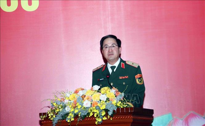 Thiếu tướng Phạm Mạnh Thắng, Cục trưởng Cục Gìn giữ hòa bình Việt Nam phát biểu chúc mừng. Ảnh: Xuân Khu-TTXVN