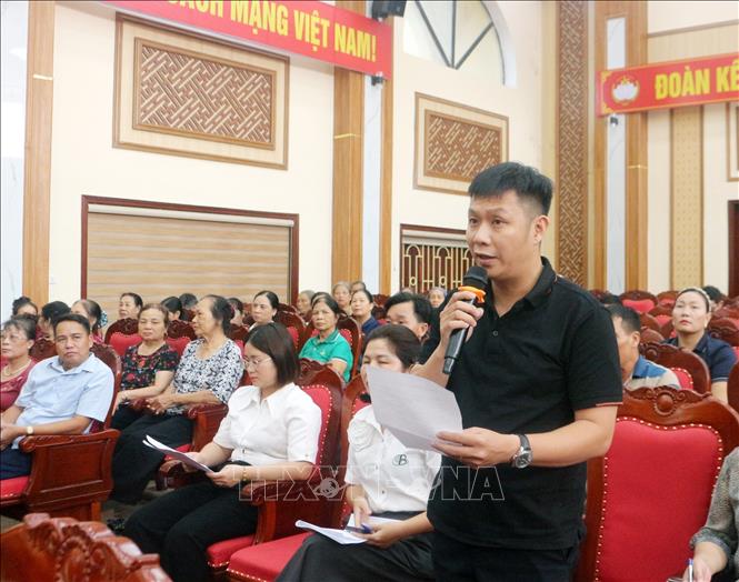 Cán bộ, đoàn viên, hội viên và nhân dân phản ánh nhiều khó khăn, vướng mắc trong lĩnh vực đất đai, sản xuất nông nghiệp, môi trường. Ảnh: Nguyễn Chinh – TTXVN