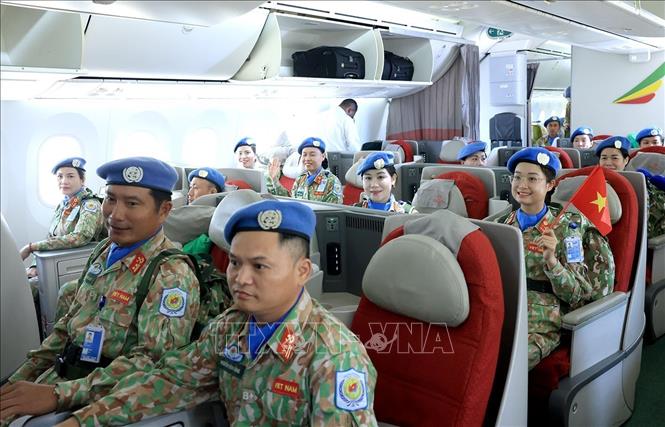Đội Công binh số 4 hoàn thành nhiệm vụ quốc tế trở về nước. Ảnh: Tuấn Anh - TTXVN