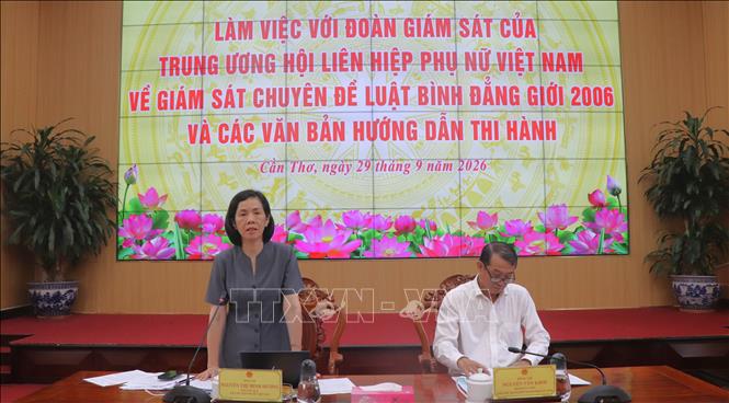 Đồng chí Nguyễn Thị Minh Hương, Phó Chủ tịch Trung ương Hội Liên hiệp Phụ nữ Việt Nam phát biểu. Ảnh: Nguyễn Hằng - TTXVN