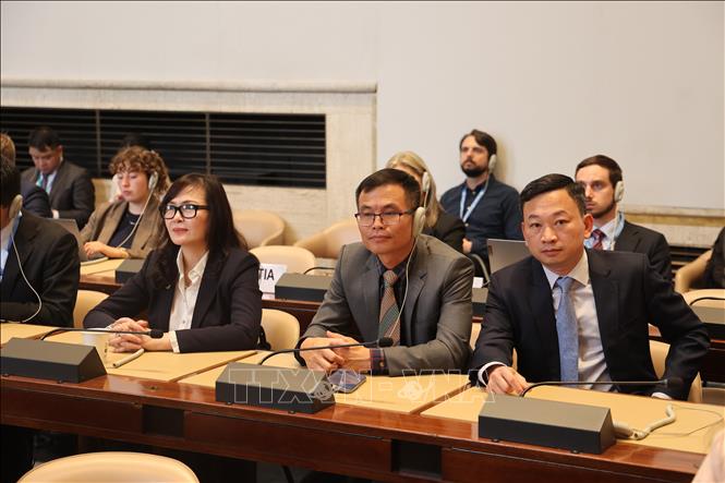Các đại biểu tham dự cuộc tọa đàm tại trụ sở LHQ ở Geneva. Ảnh: Anh Hiển - PV TTXVN tại Thụy Sĩ 
