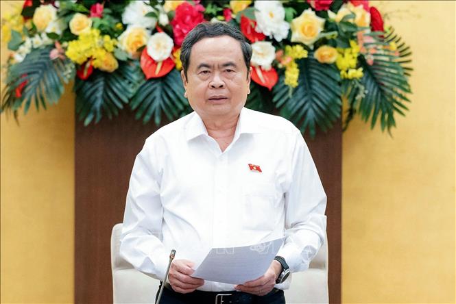 Chủ tịch Quốc hội Trần Thanh Mẫn phát biểu bế mạc phiên họp. Ảnh: Doãn Tấn - TTXVN