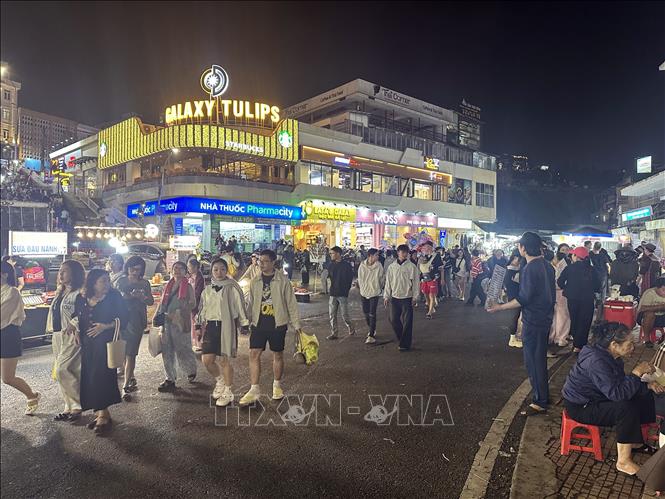 Chợ Đà Lạt là điểm thu hút nhiều du khách đến giải trí về đêm. Ảnh: Chu Quốc Hùng - TTXVN
