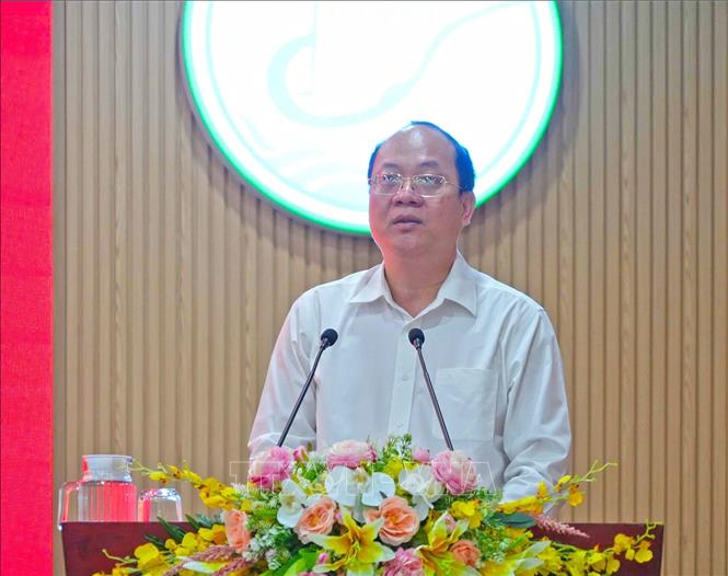 Bí thư Tỉnh ủy Cà Mau Nguyễn Hồ Hải phát biểu chỉ đạo Hội nghị. Ảnh: Huỳnh Anh - TTXVN