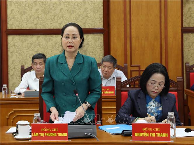 Đồng chí Lâm Thị Phương Thanh, Uỷ viên Trung ương Đảng, Bí thư Đảng ủy, Bộ trưởng Bộ Văn hoá, Thể thao và Du lịch phát biểu. Ảnh: Thống Nhất – TTXVN