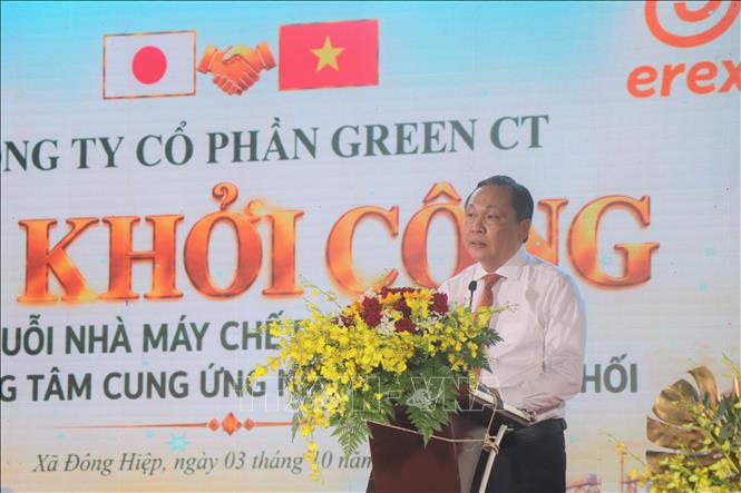 Ông Lê Công Lý, Phó Chủ tịch UBND thành phố Cần Thơ phát biểu tại buổi lễ. Ảnh: Thu Hiền – TTXVN