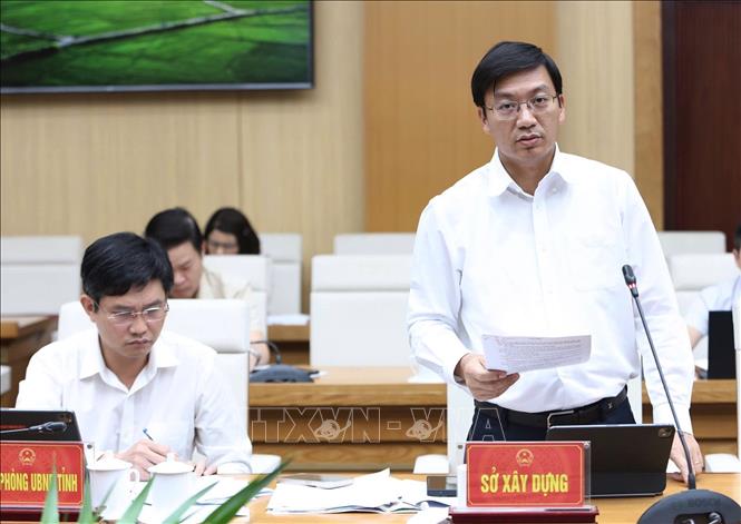 Giám đốc Sở Xây dựng tỉnh Phú Thọ Nguyễn Xuân Quang phát biểu tại hội nghị. Ảnh: Thu Hương - TTXVN