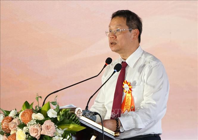 Phó Bí thư Thành ủy, Chủ tịch UBND thành phố Đà Nẵng Nguyễn Mạnh Hùng phát biểu tại buổi lễ. Ảnh: Quốc Dũng - TTXVN