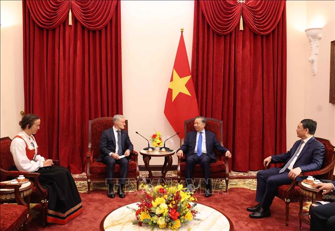 Tổng Bí thư, Chủ tịch nước Tô Lâm tiếp Đại sứ Vương quốc Na Uy Stein Iversen. Ảnh: Thống Nhất – TTXVN