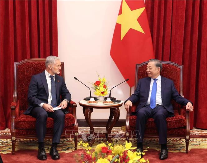 Tổng Bí thư, Chủ tịch nước Tô Lâm tiếp Đại sứ Vương quốc Na Uy Stein Iversen. Ảnh: Thống Nhất – TTXVN