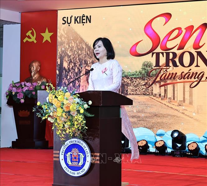 Giám đốc Bảo tàng Phụ nữ Việt Nam Phạm Thị Tuyết phát biểu. Ảnh: Nguyễn Hoàng Giang/TTXVN phát