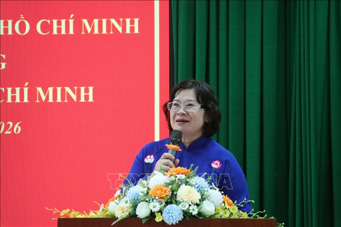 Phó Bí thư Thành ủy Thành phố Hồ Chí Minh Văn Thị Bạch Tuyết phát biểu tại Hội nghị. Ảnh: Tiến Lực - TTXVN
