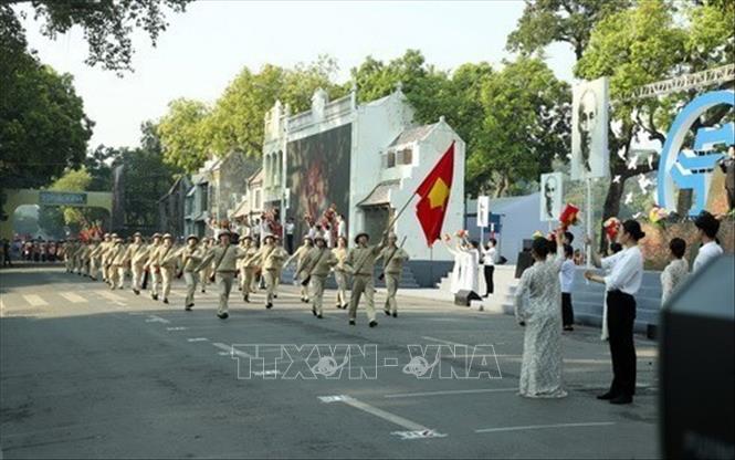 Màn thực cảnh tái hiện lịch sử “Ngày về chiến thắng” trong Lễ kỷ niệm 70 năm giải phóng Thủ đô, tại Hà Nội, ngày 10/10/2024. Ảnh: Quốc Khánh - TTXVN