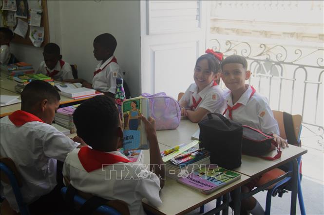 Một tiết học của học sinh Trường tiểu học Rafael María de Mendive ở La Habana (Cuba). Ảnh: Ngọc Duy – PV TTXVN tại Cuba