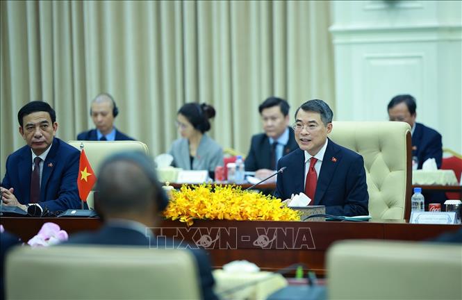 Thủ tướng Lê Minh Hưng hội đàm với Thủ tướng Vương quốc Campuchia Hun Manet. Ảnh: Dương Giang – TTXVN
