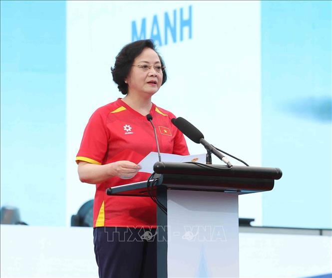Deputy Prime Minister Pham Thi Thanh Tra speaks at the lauch ceremony. VNA Photo