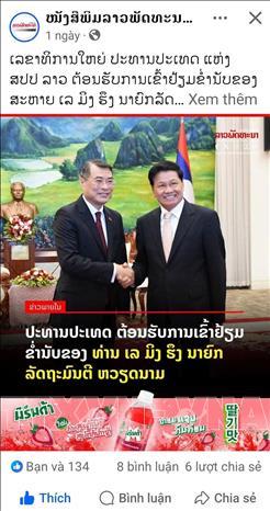 Bài đăng trên trang Facebook chính thức của tờ Laophattana News.  Ảnh: TTXVN phát