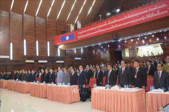 Các đại biểu dự Hội nghị tuyên truyền, phổ biến chính sách, pháp luật cho các trưởng bản tiêu biểu hai bên biên giới Việt Nam - Lào lần thứ hai. Ảnh: TTXVN phát