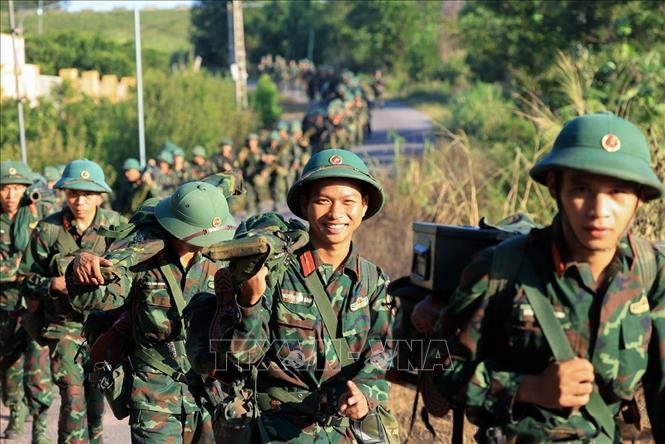 Cán bộ, chiến sĩ Sư đoàn 346 - Đoàn Lam Sơn thực hiện chuyến hành quân dã ngoại theo kế hoạch thường niên của đơn vị. Ảnh: Tuấn Anh - TTXVN